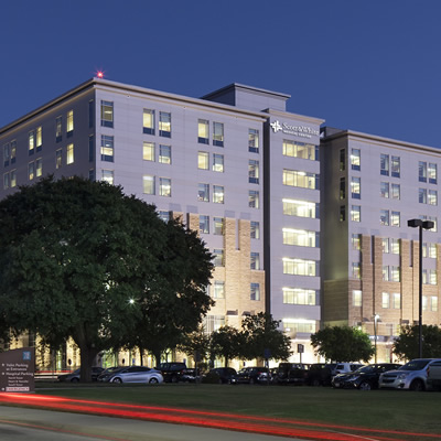 The Baylor Scott & White Medical Center – Temple building at night
